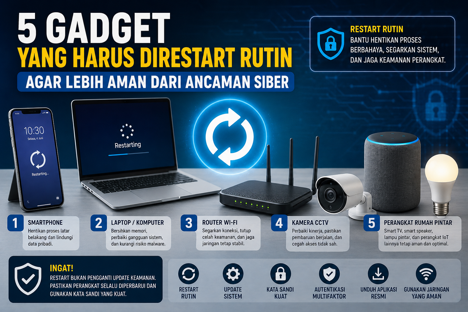 5 gadget yang harus direstart rutin agar lebih aman dari ancaman siber 5 Gadget Yang Harus Direstart Rutin Agar Lebih Aman Dari Ancaman Siber