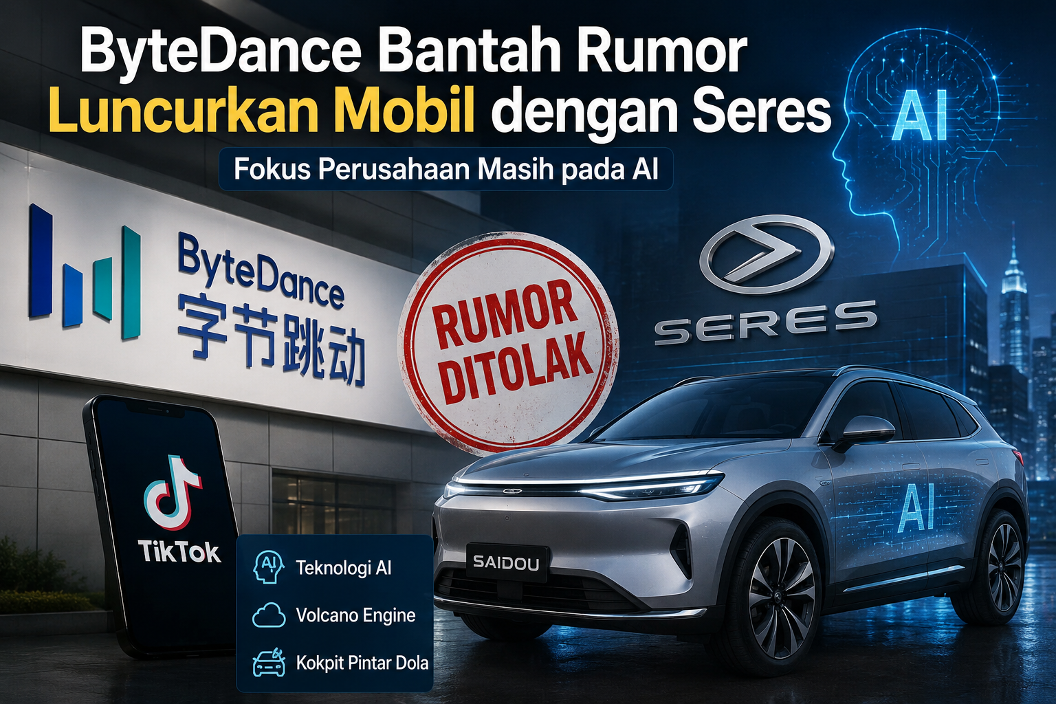 Bytedance bantah rumor luncurkan mobil dengan seres, ternyata fokus perusahaan masih pada ai Bytedance Bantah Rumor Luncurkan Mobil Dengan Seres, Ternyata Fokus Perusahaan Masih Pada Ai