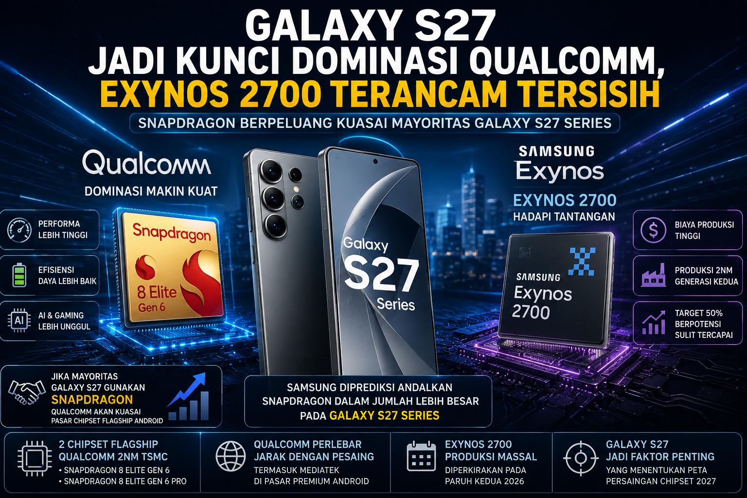 Galaxy s27 jadi kunci dominasi qualcomm, exynos 2700 terancam tersisih Galaxy S27 Jadi Kunci Dominasi Qualcomm, Exynos 2700 Terancam Tersisih