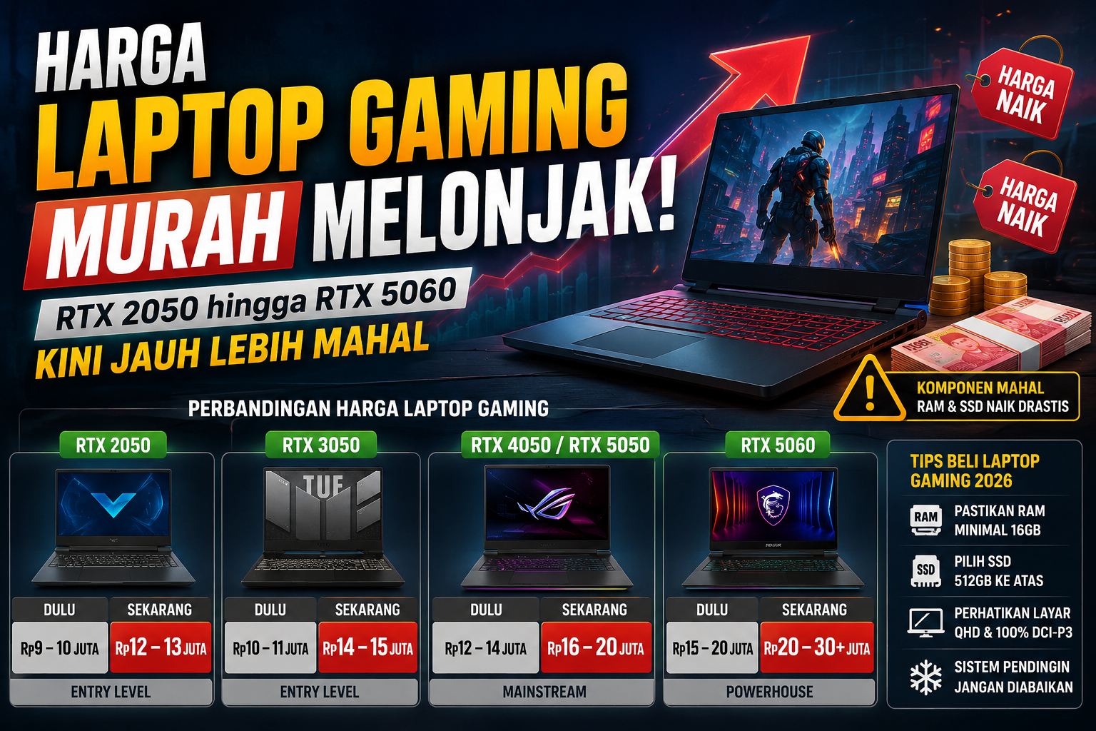 Harga laptop gaming murah melonjak, rtx 2050 hingga rtx 5060 kini jauh lebih mahal Harga Laptop Gaming Murah Melonjak, Rtx 2050 Hingga Rtx 5060 Kini Jauh Lebih Mahal