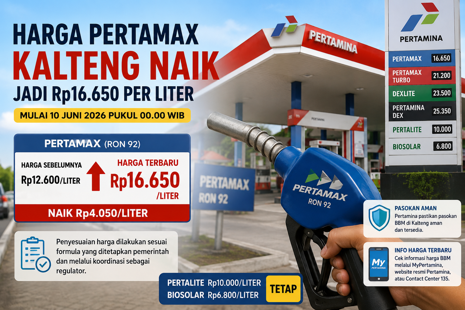 Harga pertamax kalteng naik jadi rp16. 650 per liter, ini penjelasan pertamina Harga Pertamax Kalteng Naik Jadi Rp16.650 Per Liter, Ini Penjelasan Pertamina