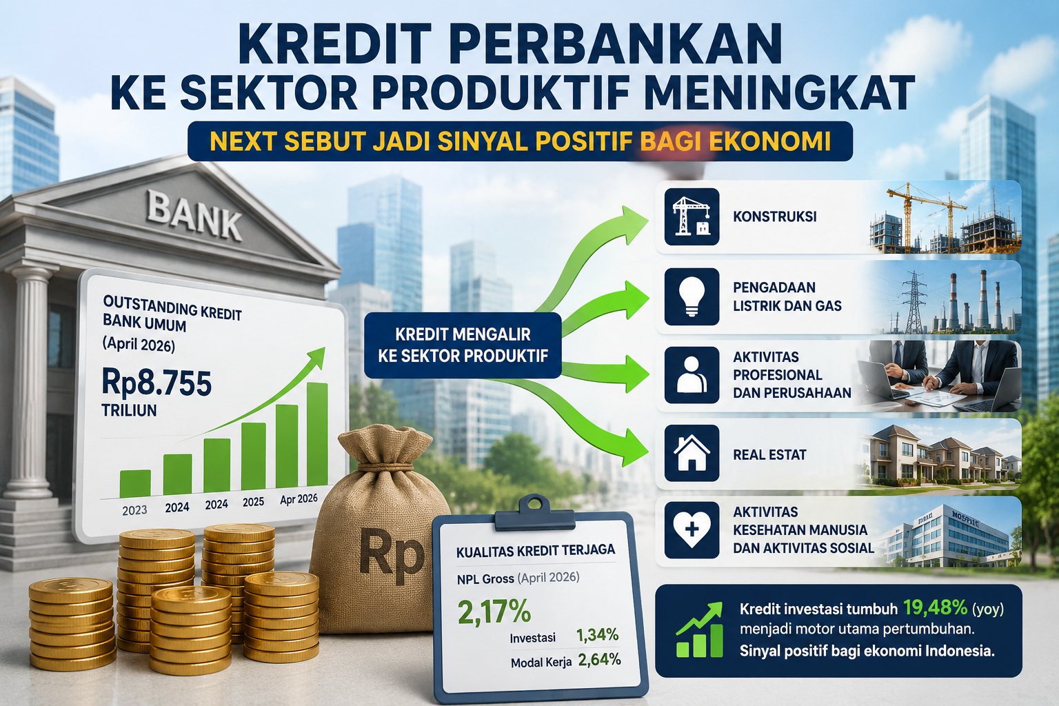 Kredit perbankan ke sektor produktif meningkat, next sebut jadi sinyal positif bagi ekonomi Kredit Perbankan Ke Sektor Produktif Meningkat, Next Sebut Jadi Sinyal Positif Bagi Ekonomi