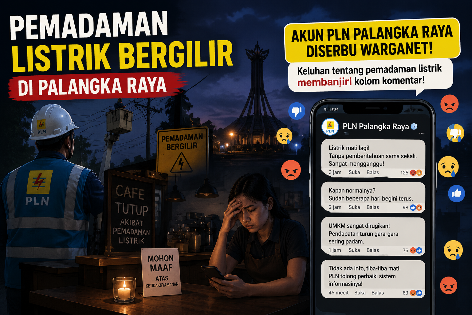 Pemadaman listrik bergilir di palangka raya bikin aktivitas terganggu, kolom komentar pln diserbu warganet Pemadaman Listrik Bergilir Di Palangka Raya Bikin Aktivitas Terganggu, Kolom Komentar Pln Diserbu Warganet