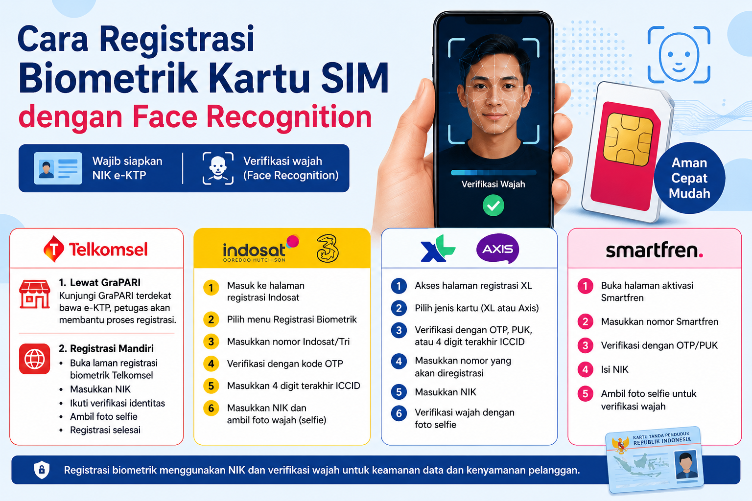 Cara registrasi biometrik kartu sim dengan face recognition, simak langkah-langkahnya Cara Registrasi Biometrik Kartu Sim Dengan Face Recognition, Simak Langkah-Langkahnya