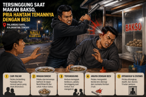 Penganiayaan Di Palangka Raya, Tersinggung Saat Makan Bakso, Pria Hantam Temannya Dengan Besi