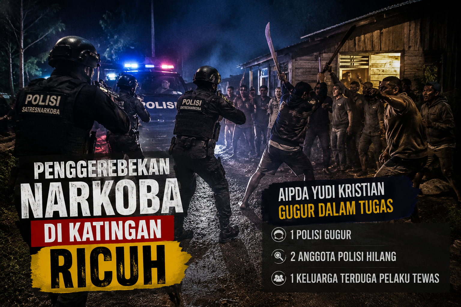 Penggerebekan narkoba di katingan ricuh, aipda yudi kristian gugur dalam tugas Penggerebekan Narkoba Di Katingan Ricuh, Aipda Yudi Kristian Gugur Dalam Tugas
